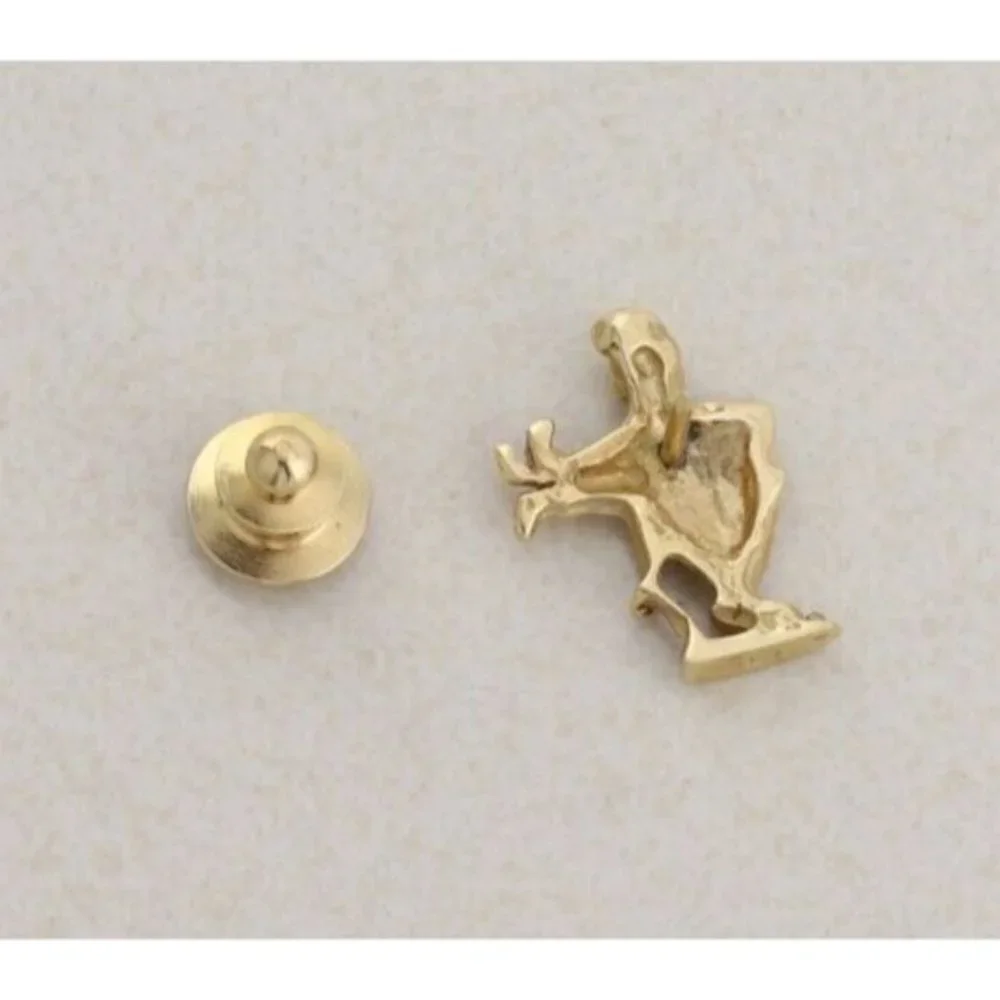 Mens 14k Yellow Gold Golf Tie Tack Lapel Pin Man Golf Bag